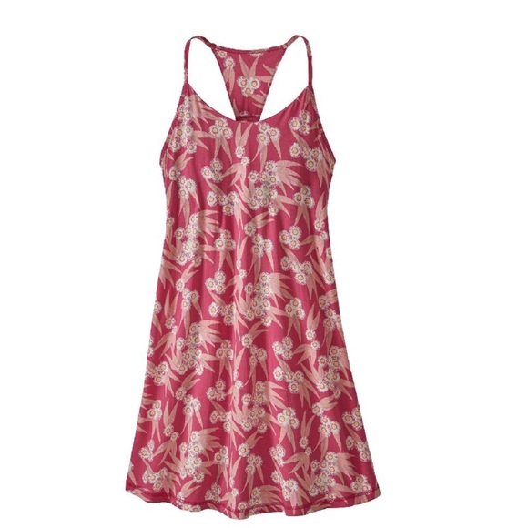 NEW Patagonia Women XS Dress‎ Edisto Reef Pink Floral Tie Racerback Tropical - Picture 1 of 8